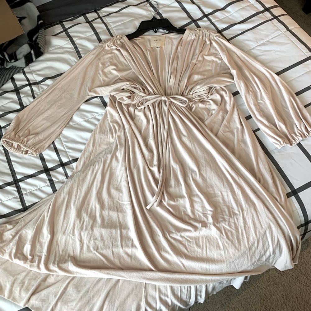 Mason A-Line Midi 3/4 Sleeve Dress size Small light beige worn once